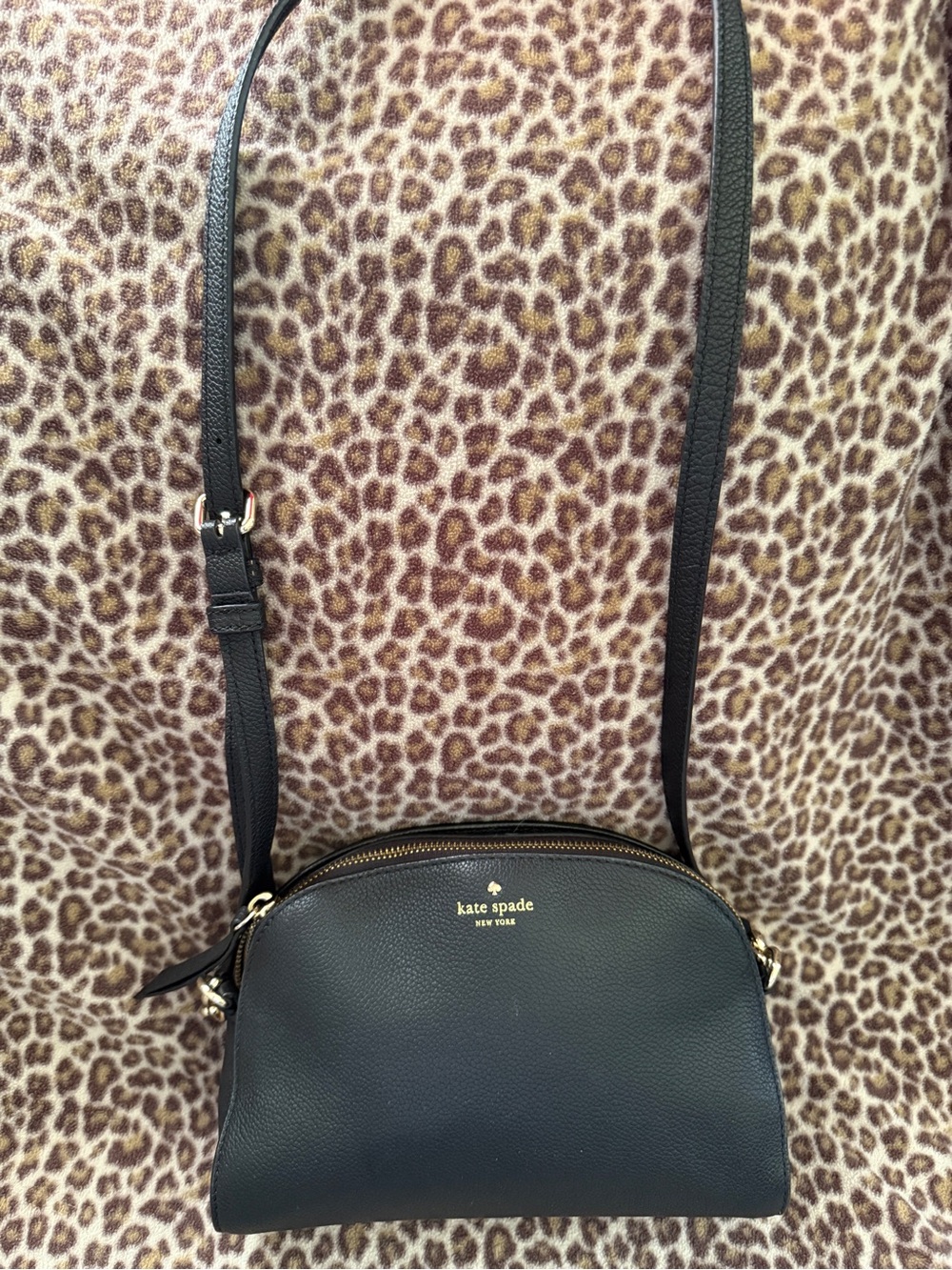 kate spade black pebbled leather crossbody with gold hardware